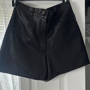 Women's Black Leather Shorts